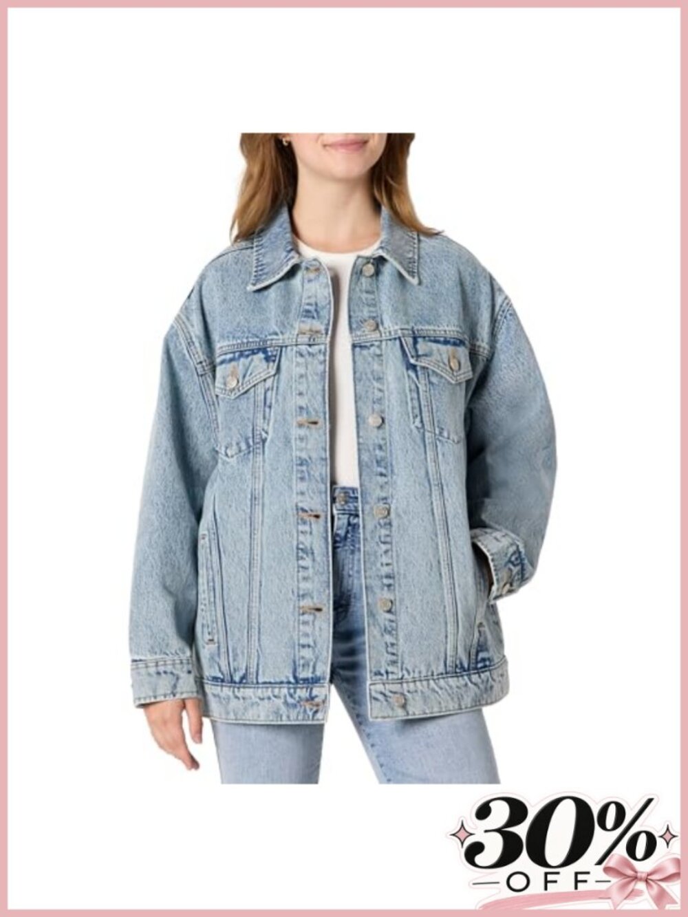 Oversized Rigid Denim Trucker Jacket Heavyweight Cotton Button Front